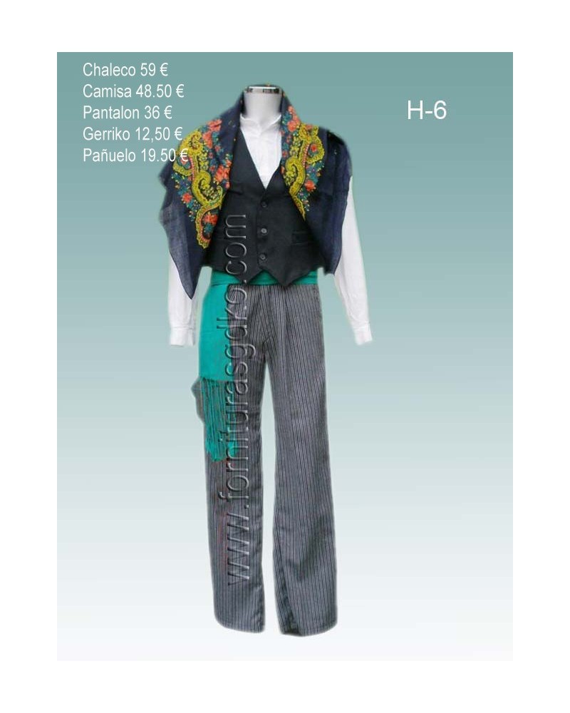 Traje vasco con gerriko verde H6 - 1