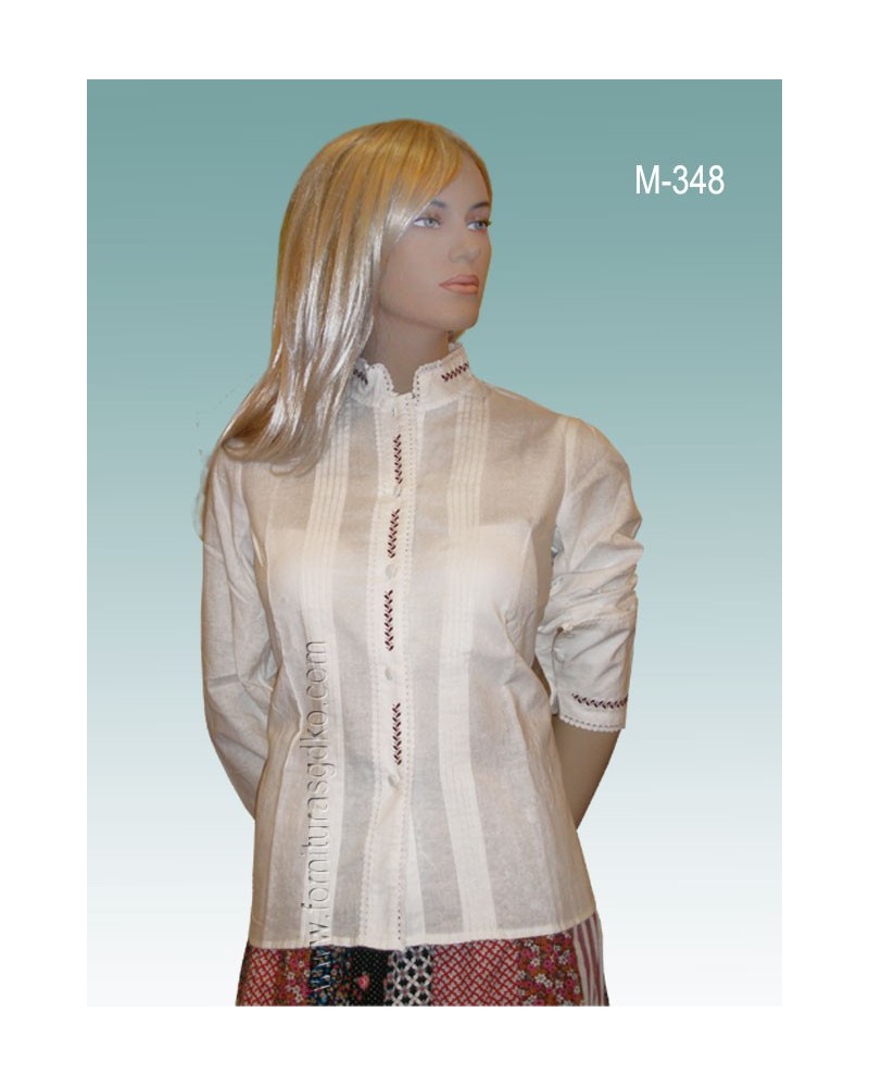 BLUSA VASCA DE COLOR CRUDO CON BORDADOS M348. - 2