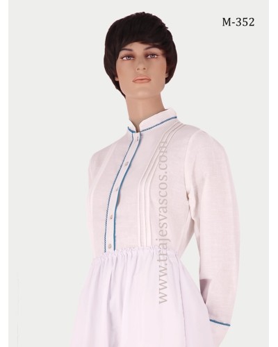 Euskal blusa zuria, kolore ezberdinez brodatua M352 - 4
