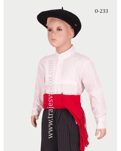 Camisa o blusón blanco vasco para niño O233. - 3