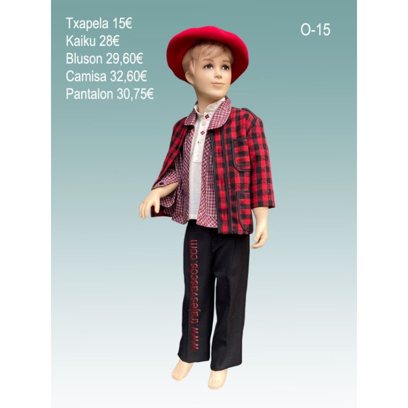 Traje de vasco con kaiku rojo niño  O15 - 1