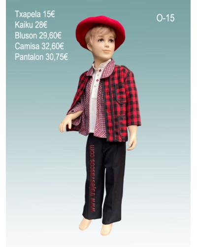 Traje de vasco con kaiku rojo niño  O15 - 1