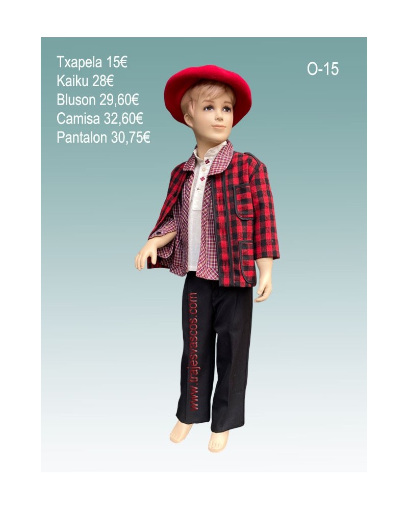 Traje de vasco con kaiku rojo niño  O15 - 1
