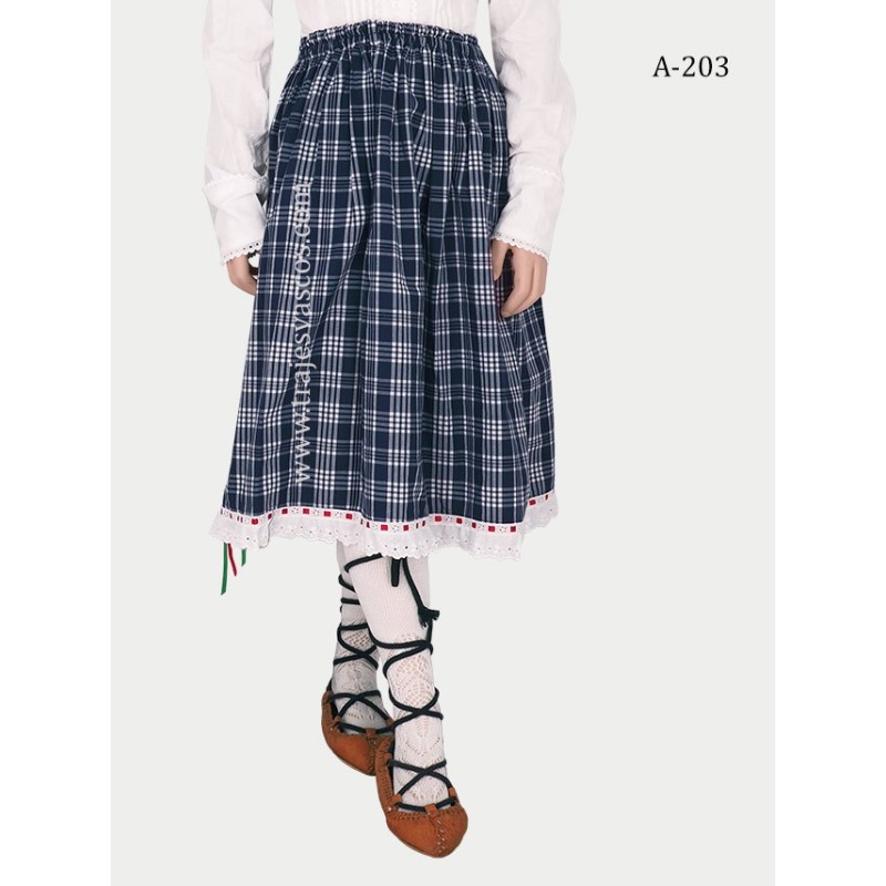 Falda cuadros con puntilla para niña A203 - 1