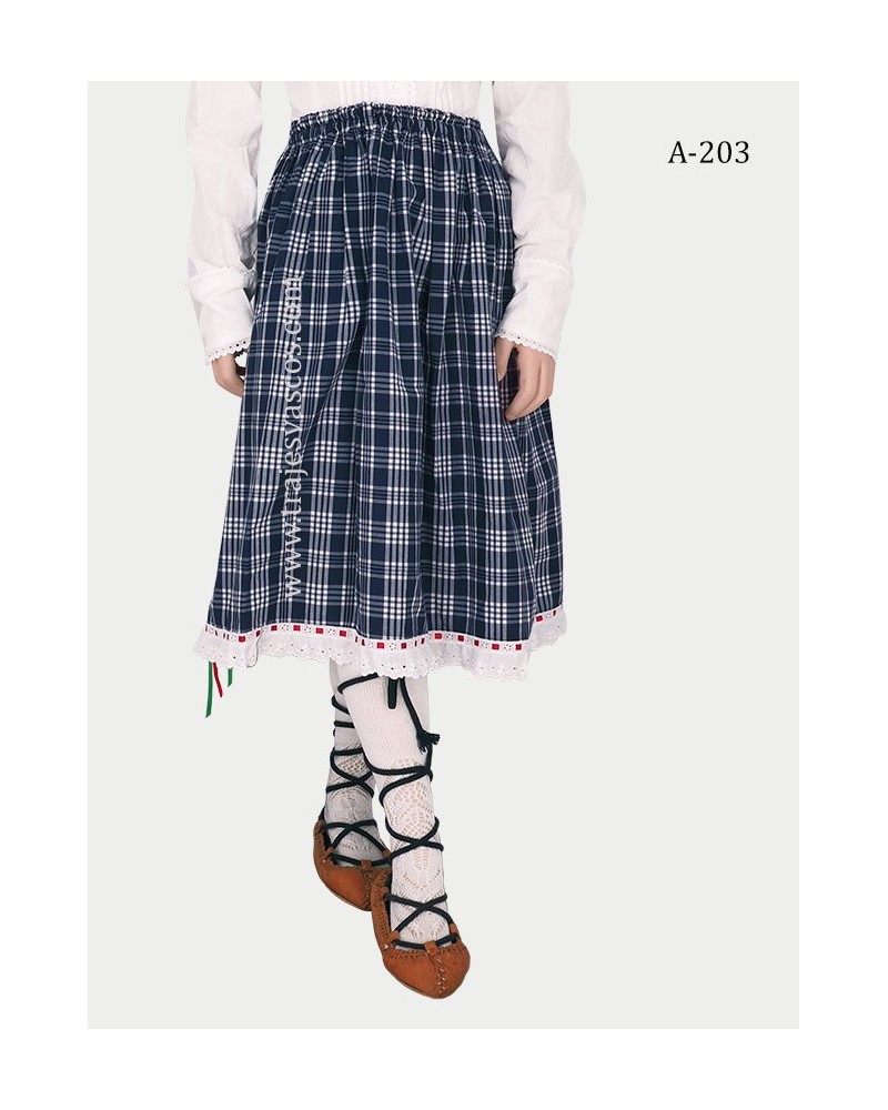 Falda cuadros con puntilla para niña A203 - 1