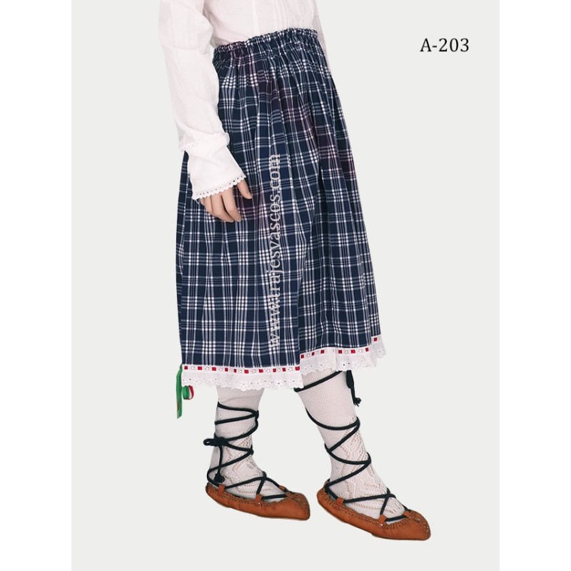 Falda cuadros con puntilla para niña A203 - 3