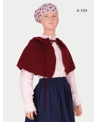 Toquilla granate para  traje vasco de niña A104 - 3