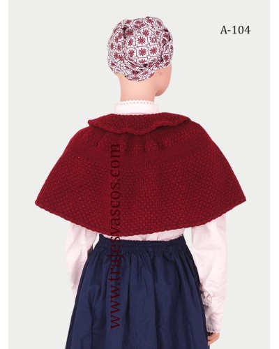 Toquilla granate para  traje vasco de niña A104 - 5