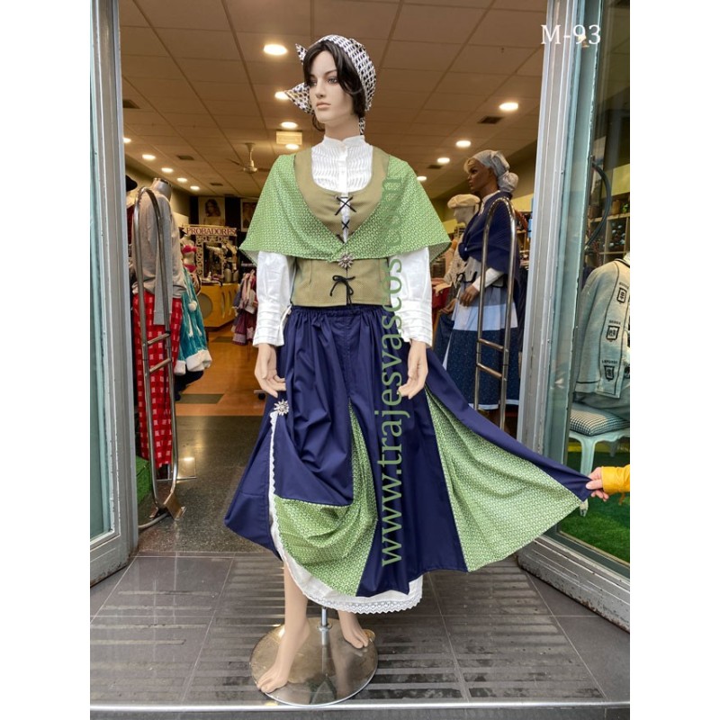 Euskal jantzia verde de mahon para mujer m93 - 1