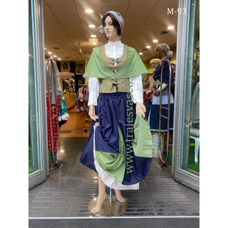 Euskal jantzia verde de mahon para mujer m93 - 3