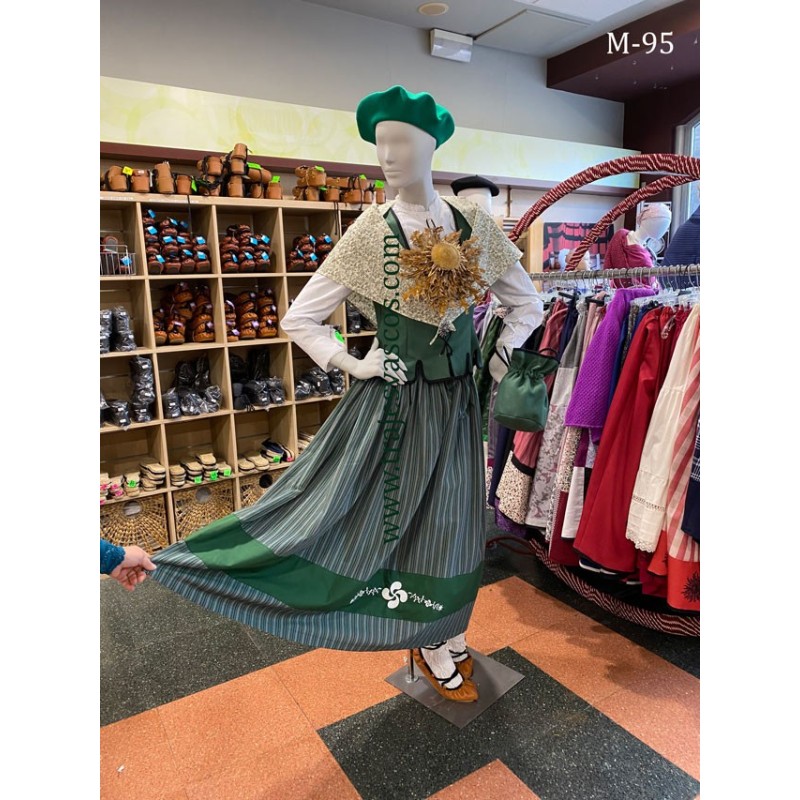 Traje baserritarra verde con laburu para mujer M95 - 3