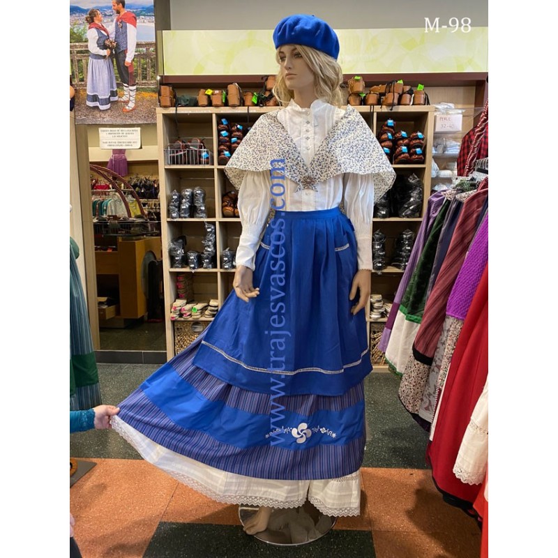 Traje vasco azul baserritarra con laburu mujer M98 - 1