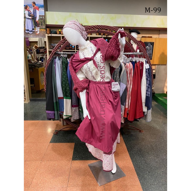 Conjunto de mujer rosa con flores bordadas M99 - 1