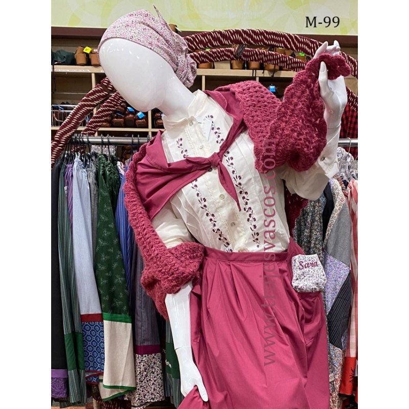 Conjunto de mujer rosa con flores bordadas M99 - 7