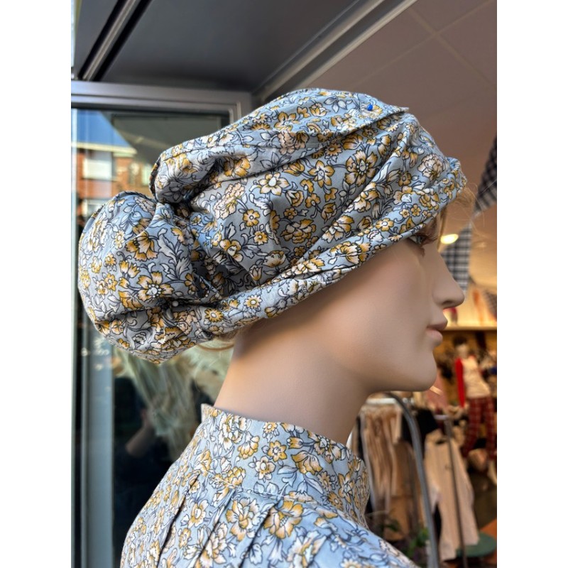 Pañuelo vasco de flores gris y amarillo para traje tradicional M156