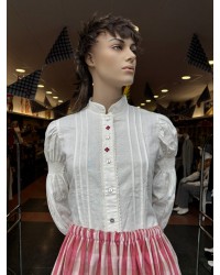 Blusa de lino con lauburu bordado y mangas abullonadas - Traje vasco mujer M358