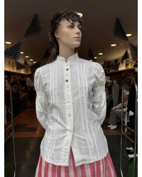 Blusa de lino con lauburu bordado y mangas abullonadas - Traje vasco mujer M358