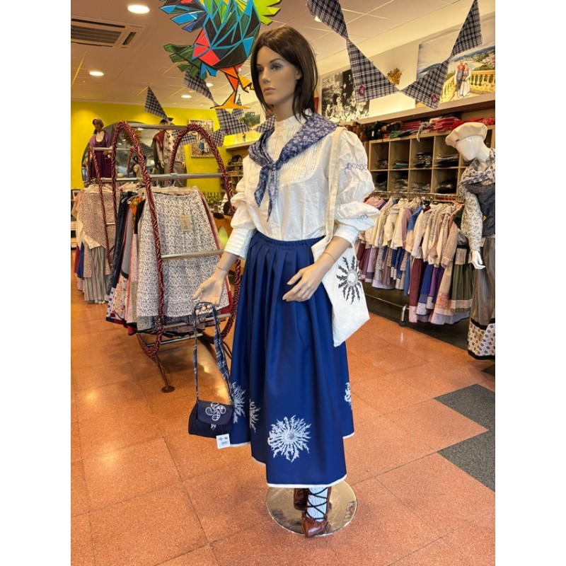 Pañuelo azul floral tradicional – Indumentaria vasca mujer M157