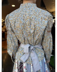 Blusa gris y amarilla estampada con manga abullonada Indumentaria vasca M360