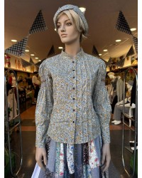 Blusa gris y amarilla estampada con manga abullonada Indumentaria vasca M360