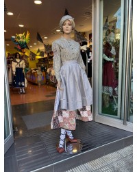 Blusa gris y amarilla estampada con manga abullonada Indumentaria vasca M360