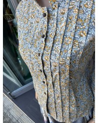 Blusa gris y amarilla estampada con manga abullonada Indumentaria vasca M360