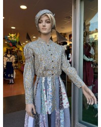 Blusa gris y amarilla estampada con manga abullonada Indumentaria vasca M360