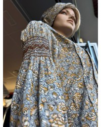 Blusa gris y amarilla estampada con manga abullonada Indumentaria vasca M360