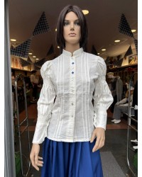 Lihozko blusa mahuka zimurtuekin eta urdinezko xehetasunekin M367