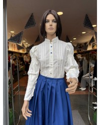 Lihozko blusa mahuka zimurtuekin eta urdinezko xehetasunekin M367