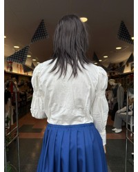 Lihozko blusa mahuka zimurtuekin eta urdinezko xehetasunekin M367