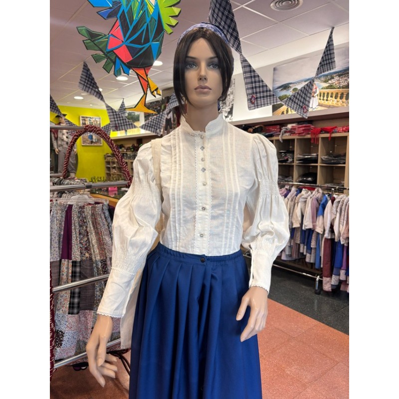 Blusa vasca con mangas abullonadas y lauburus grises M369