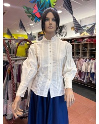 Blusa vasca con mangas abullonadas y lauburus grises M369