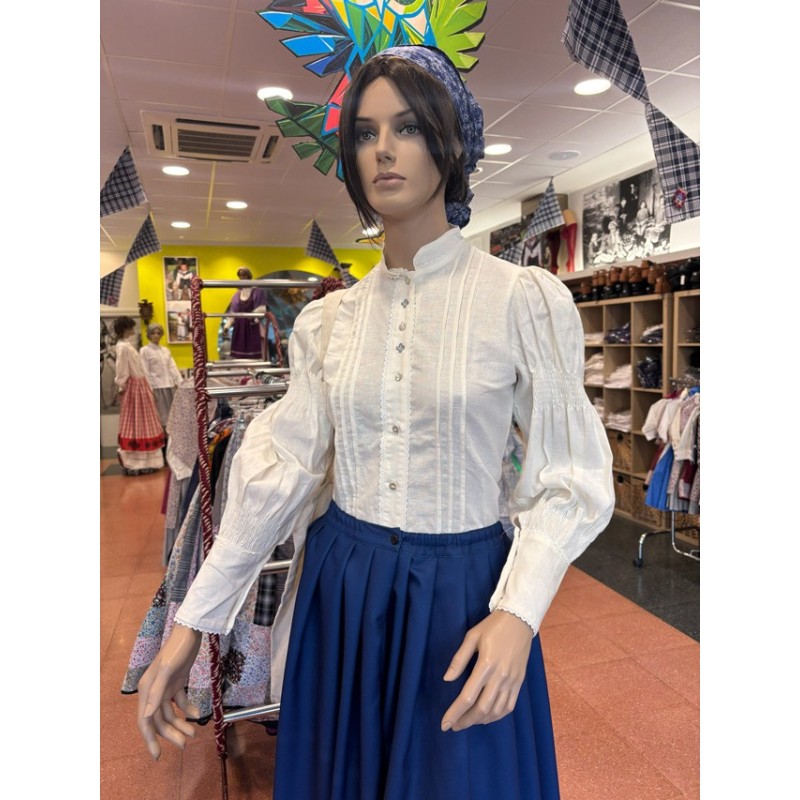 Blusa vasca con mangas abullonadas y lauburus grises M369