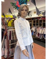 Blusa básica de lorzas blanca  M370