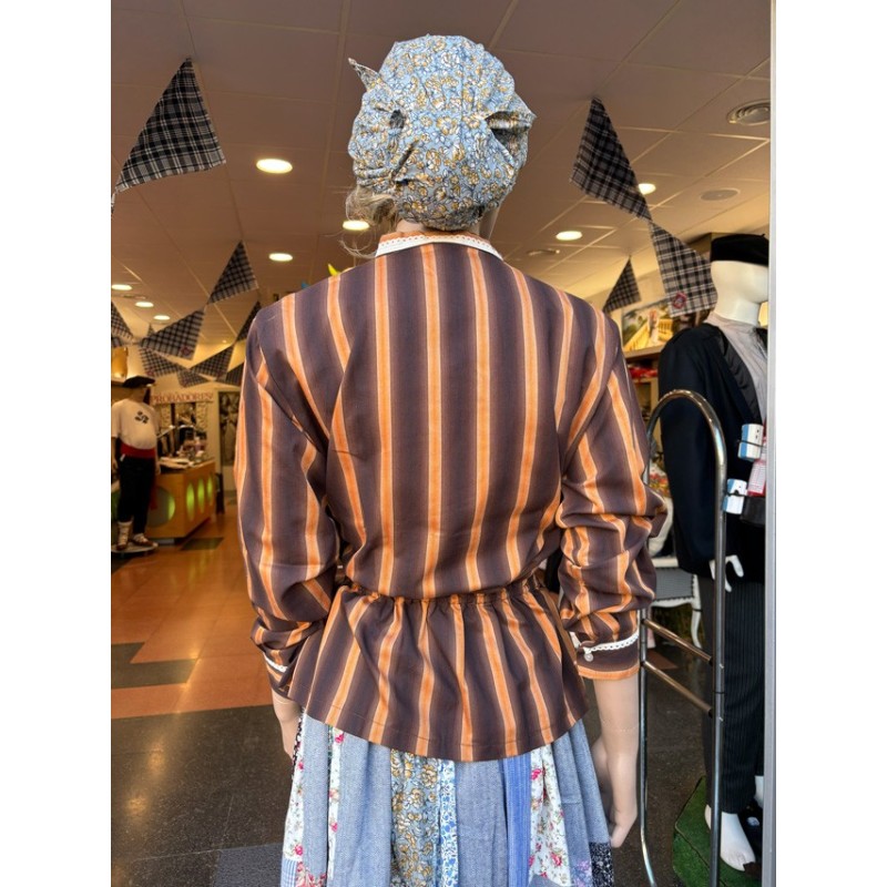 Blusa a rayas marrón y naranja trajes vascos m373