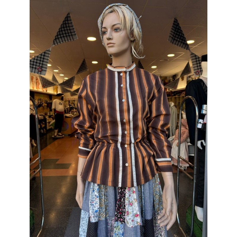 Blusa a rayas marrón y naranja trajes vascos m373