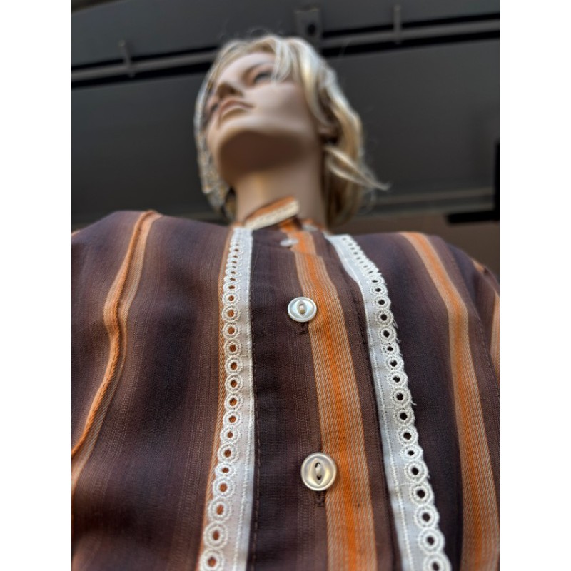 Blusa a rayas marrón y naranja trajes vascos m373