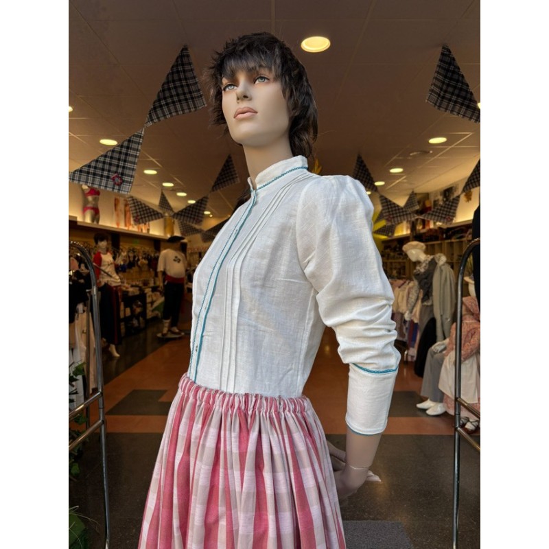 Blusa blanca con ribete azul blusa típica vasca M374