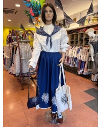 Falda vasca azul con eguzkilore estampado M255