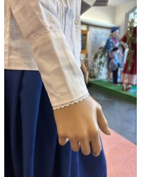 Blusa Lino aldeana vasca blanca con lorzas tradicionales M375