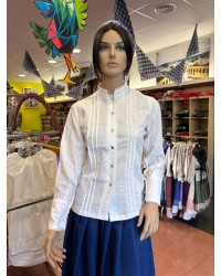 Blusa Lino aldeana vasca blanca con lorzas tradicionales M375