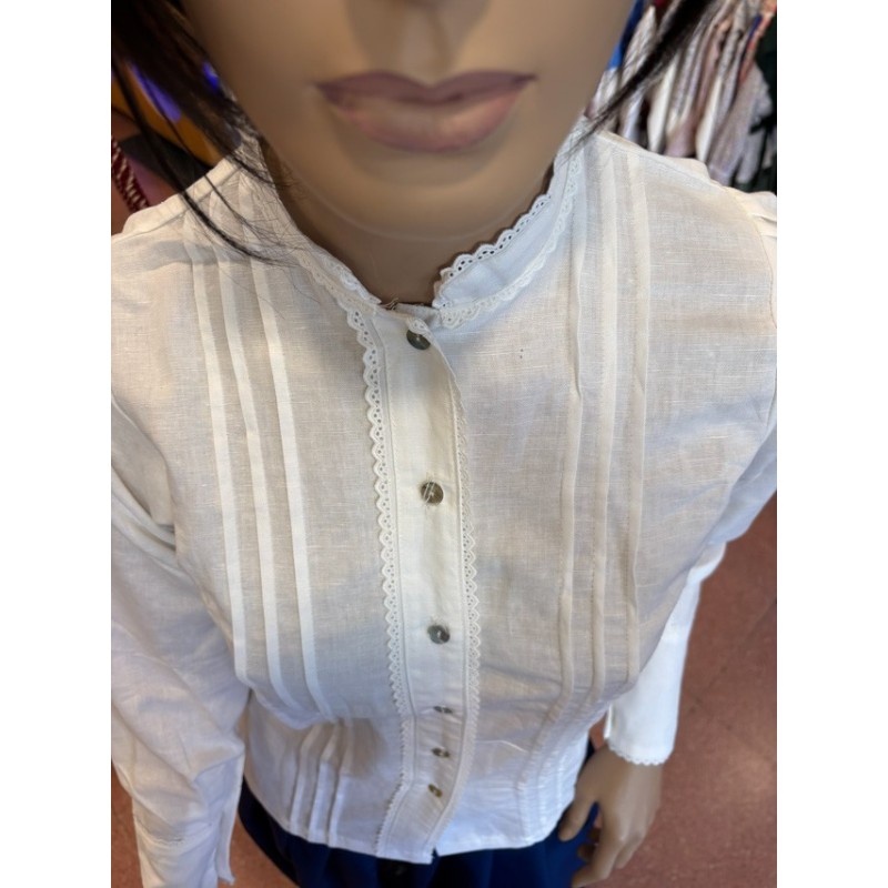 Euskal baserritar blusa zuria lortza tradizionalekin M375