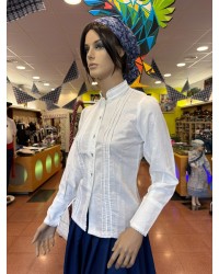 Blusa Lino aldeana vasca blanca con lorzas tradicionales M375