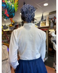 Blusa Lino aldeana vasca blanca con lorzas tradicionales M375