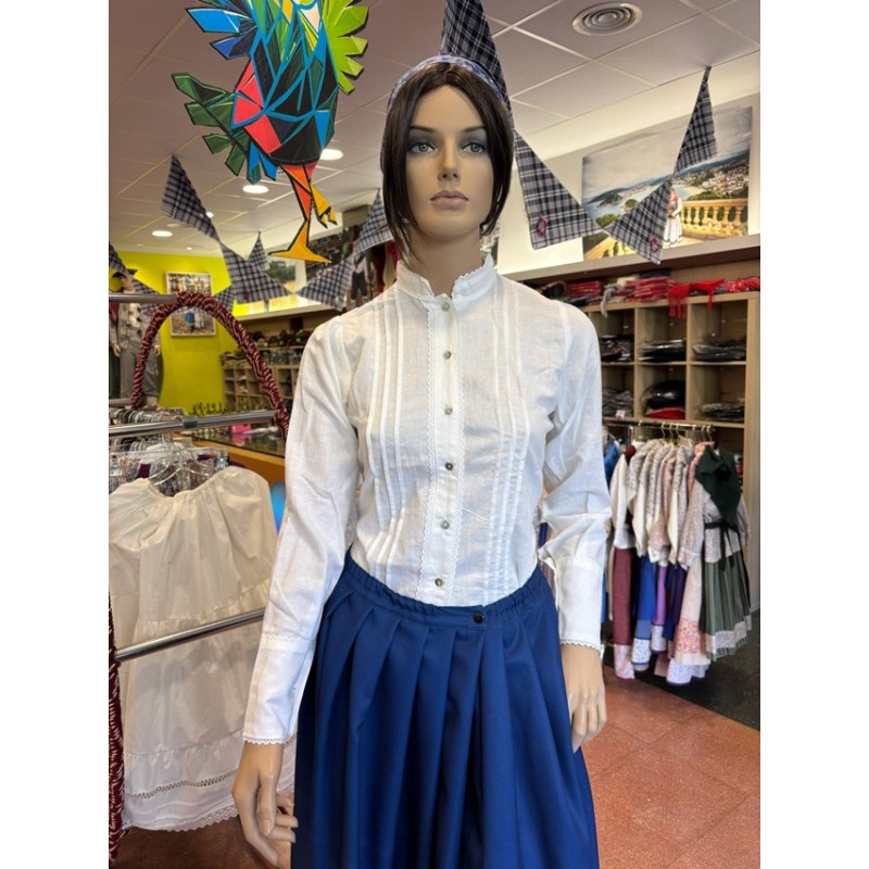 Euskal baserritar blusa zuria lortza tradizionalekin M375