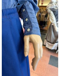 Blusa aldeana vasca azul con lorzas tradicionales M376