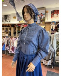 Blusa aldeana vasca azul con lorzas tradicionales M376