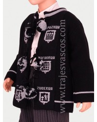 Mendigozale negro chaqueta tradicional vasca con escudos O142