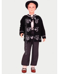 Mendigozale negro chaqueta tradicional vasca con escudos O142